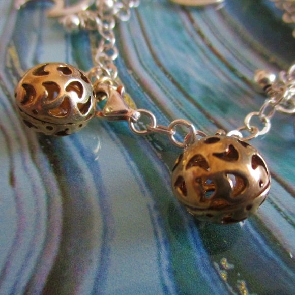 Sterling Silver & Rose Gold Half Moon Bracelet - Picture 3 of 7